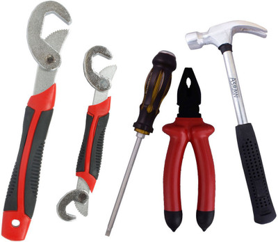 

Asraw Snap N Grip, Plier, 1/2LB Hammer & Double Sided Screwdriver Hand Tool Kit(4 Tools), Multicolor