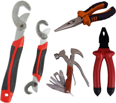 

Asraw Snap N Grip, Plier, Nose Plier & Multi Hammer Hand Tool Kit(4 Tools), Multicolor