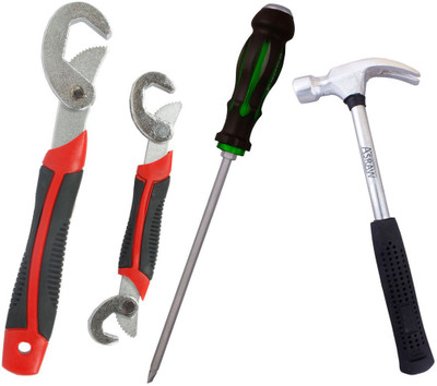 

Asraw Snap N Grip, 1/2LB Hammer & Double Sided Screwdriver Hand Tool Kit(3 Tools), Multicolor