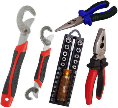

Asraw Snap N Grip, Plier, Nose Plier & 28in1 Screwdriver Set Hand Tool Kit(4 Tools), Multicolor