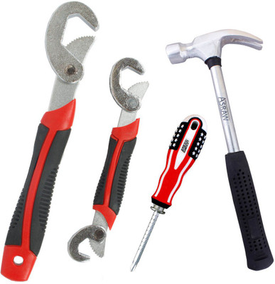 

Asraw Snap N Grip, 1/2LB Hammer & Adjustable Screwdriver Hand Tool Kit(3 Tools), Multicolor