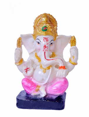 

Indigo Creatives Lord Ganesha Home / Office/ car dashboard Chaturthi Puja statue Decorative Showpiece - 7 cm(Polyresin, White)