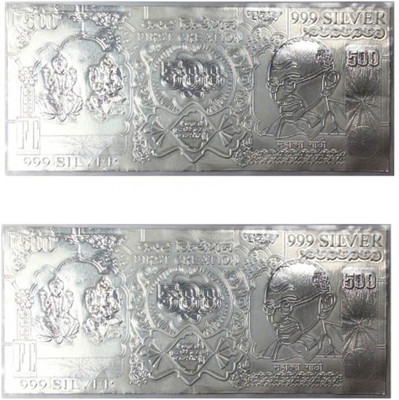

Kataria Jewellers Lakshmi Ganesha & Gandhi 500 Note Silver Currency