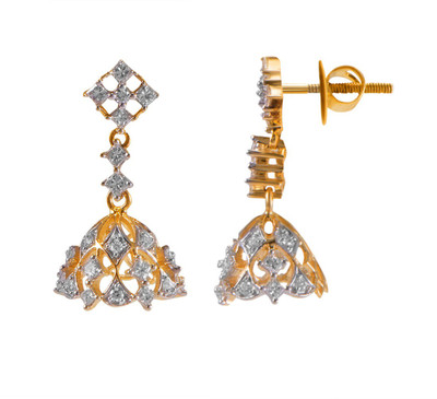 Joyalukkas Yellow Gold 18kt Jhumki Earring at flipkart