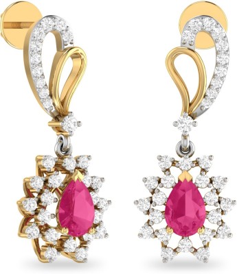 PC Jeweller The Merla Yellow Gold 18kt Diamond, Ruby Stud Earring