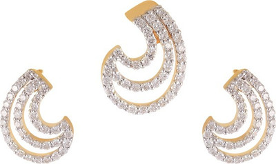 

Jisha Yellow Gold Romance 18kt Diamond Earring & Pendant Set