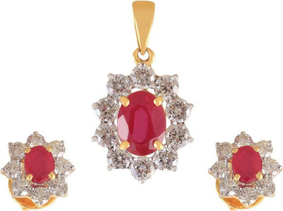 

Jisha Yellow Gold Romance 18kt Diamond, Ruby Earring & Pendant Set