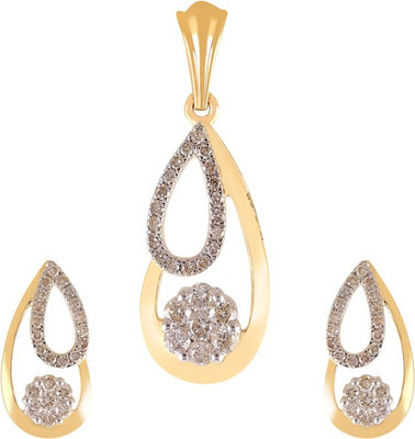 

Jisha Yellow Gold Romance 14kt Diamond Earring & Pendant Set
