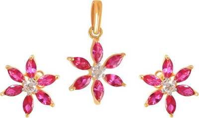 

Jisha Yellow Gold Romance 18kt Diamond, Ruby Earring & Pendant Set