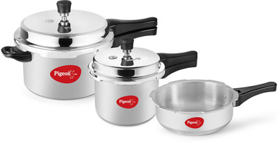 

Pigeon 5 L, 3.5 L, 3 L Induction Bottom Pressure Cooker & Pressure Pan(Aluminium)