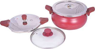 Pigeon All in One Super Cooker Outer Lid - Red 3 L Pressure Cooker (Induction Bottom, Aluminium) 
