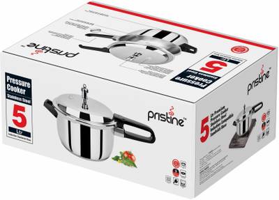Pristine Induction Compatible 5 L Pressure Cooker (Induction Bottom, Stainless Steel) 
