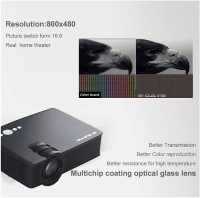 EGATE LED Projector Home Cinema Theater HDMI USB HD Portable Projector (Black) 
