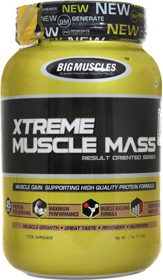 

BIG MUSCLES Muscle Mass 1kg Chocolate Weight Gainers/Mass Gainers(1 kg, Chocolate)