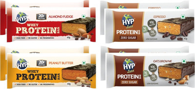 

HYP Variety Pack Protein Bars(8 No, Almond, Peanut Butter, Oats Brownie, Espresso)