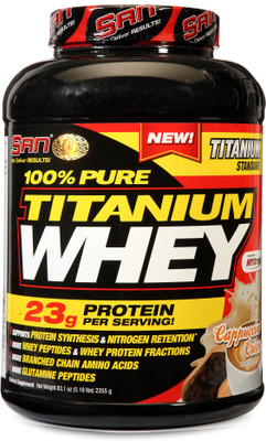 

SAN 100% Pure Titanium 5lbs Whey Protein(2355 g, Cappuccino Cream)