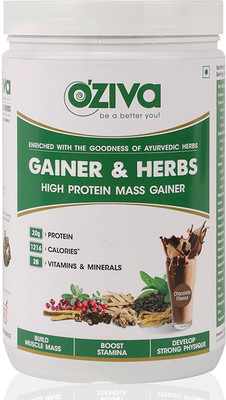 

OZiva Gainer & Herbs, High Protein Mass Gainer, 1kg Weight Gainers/Mass Gainers(1000 g, Chocolate)