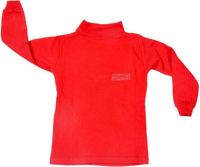 

Hey Baby Turtle Neck Striped Boys Pullover, Red