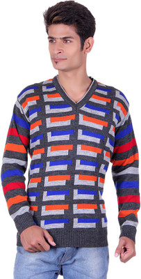 

Black Velly V-neck Woven Men Pullover, Mouse;orange;red