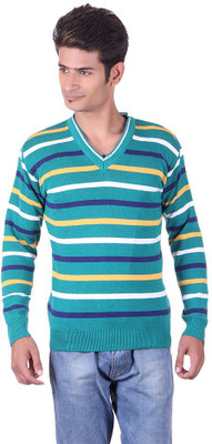 

Black Velly V-neck Woven Men Pullover, Green;white;yellow