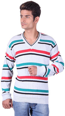 

Black Velly V-neck Woven Men Pullover, Carrot;red;white