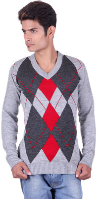 

Black Velly V-neck Woven Men Pullover, Black;grey;maroon