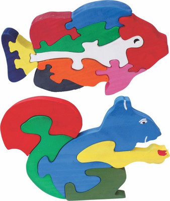 Enigmatic Woodworks Wooden Jigsaw Puzzle Big Fish + Squirrel(2 Pieces)