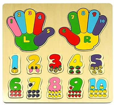

Pigloo Colorful Wooden Number Hand Fingers Counting Board(12 Pieces)