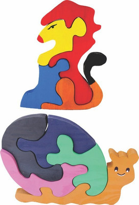 

Enigmatic Woodworks Wooden Jigsaw Puzzle Lion + Smiling Snail(2 Pieces)