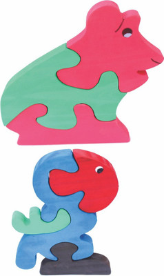 

Enigmatic Woodworks Wooden Jigsaw Puzzle Frog + Parrot(2 Pieces)