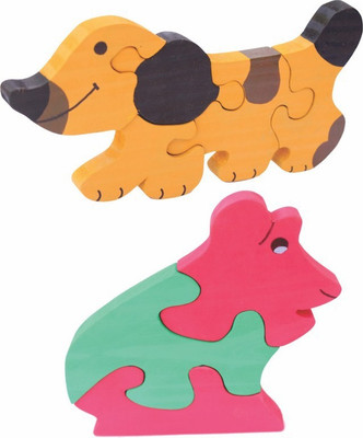 

Enigmatic Woodworks Wooden Jigsaw Puzzle Dog + Frog(2 Pieces)