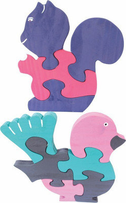 

Enigmatic Woodworks Wooden Jigsaw Puzzle Baby Squirrel + Feather Bird(2 Pieces)