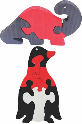 

Enigmatic Woodworks Wooden Jigsaw Puzzle Dinosaur (CN) + Penguin(2 Pieces)