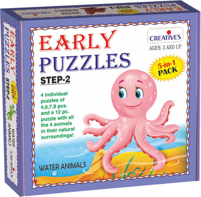 

Creatives Early Puzzles Step 2 – Water Animals ( 5 in 1 pack for ages 3 & above)(5 Pieces)