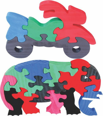 

Enigmatic Woodworks Wooden Jigsaw Puzzle Bike + Elephant(2 Pieces)