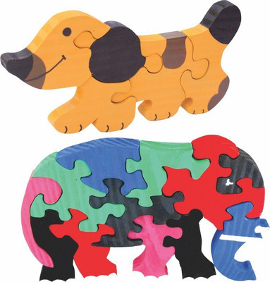 

Enigmatic Woodworks Wooden Jigsaw Puzzle Dog + Elephant(2 Pieces)