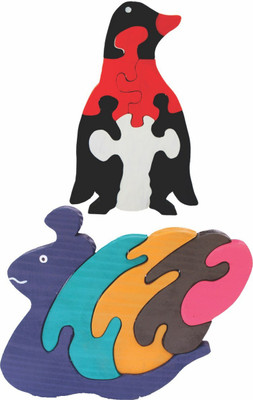 

Enigmatic Woodworks Wooden Jigsaw Puzzle Penguin + Pony Snail(2 Pieces)