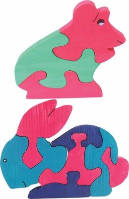 

Enigmatic Woodworks Wooden Jigsaw Puzzle Frog + Rabbit(2 Pieces)