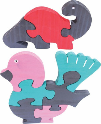 

Enigmatic Woodworks Wooden Jigsaw Puzzle Dinosaur (CN) + Feather Bird(2 Pieces)