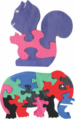 

Enigmatic Woodworks Wooden Jigsaw Puzzle Baby Squirrel + Elephant(2 Pieces)