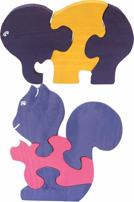 

Enigmatic Woodworks Wooden Jigsaw Puzzle Baby Elephant+Baby Squirrel(2 Pieces)