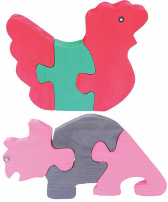 

Enigmatic Woodworks Wooden Jigsaw Puzzle Hen + Rhinoceros(2 Pieces)