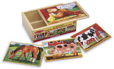 

Melissa & Doug Farm Animals Wooden Jigsaw Puzzles in a Box(12 Pieces)