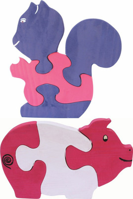 

Enigmatic Woodworks Wooden Jigsaw Puzzle Baby Squirrel + Pig(2 Pieces)
