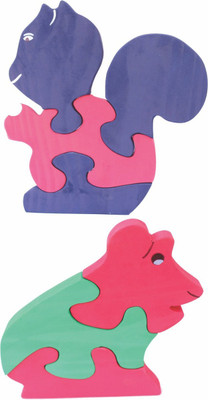 

Enigmatic Woodworks Wooden Jigsaw Puzzle Baby Squirrel + Frog(2 Pieces)