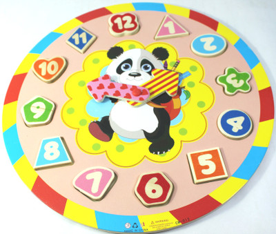 

Little Grin Wooden Panda model Teaching Clock Puzzle with Movable Hands(12 Pieces)