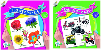 

Ratnas Pack Of 2 -Educational Flower & Transport Puzzle(88 Pieces)