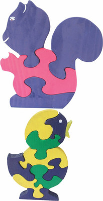 

Enigmatic Woodworks Wooden Jigsaw Puzzle Baby Squirrel + Singing Bird(2 Pieces)