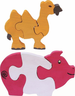 Enigmatic Woodworks Wooden Jigsaw Puzzle Camel + Pig(2 Pieces)