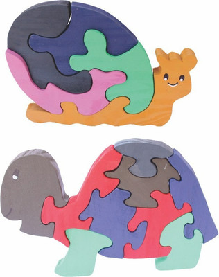 

Enigmatic Woodworks Wooden Jigsaw Puzzle Smiling Snail + Tortoise(2 Pieces)